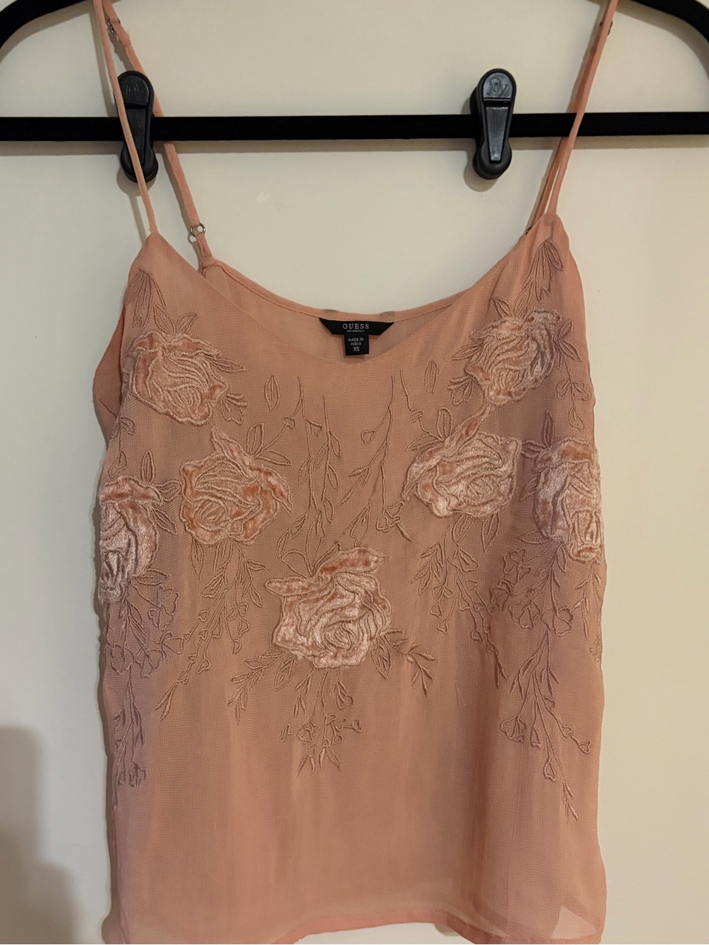 Guess Blush Pink Embroidered Floral Cami Top